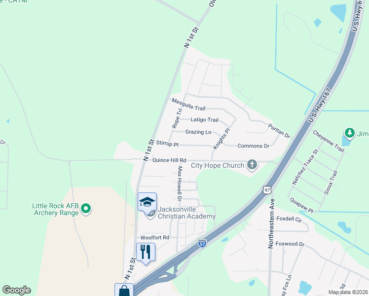 map of restaurants, bars, coffee shops, grocery stores, and more near 905 Stirrup Place in Jacksonville