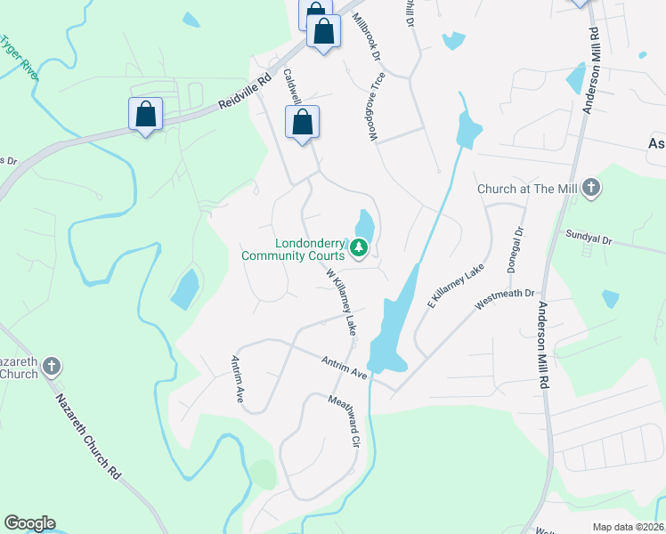 map of restaurants, bars, coffee shops, grocery stores, and more near 238 West Killarney Lake in Moore