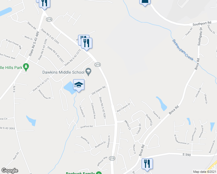 map of restaurants, bars, coffee shops, grocery stores, and more near 1510 East Blackstock Road in Moore