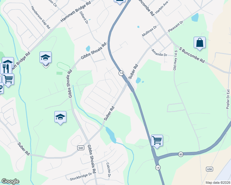 map of restaurants, bars, coffee shops, grocery stores, and more near 569 Yellow Fox Road in Greer