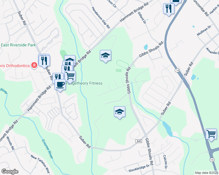 map of restaurants, bars, coffee shops, grocery stores, and more near Harwinton Lane in Greer