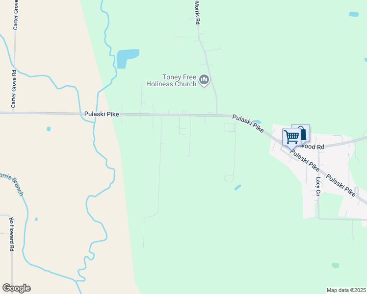 map of restaurants, bars, coffee shops, grocery stores, and more near 10137 Pulaski Pike in Toney