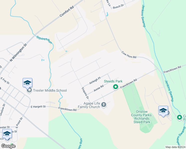 map of restaurants, bars, coffee shops, grocery stores, and more near 118 Groveshire Place in Richlands