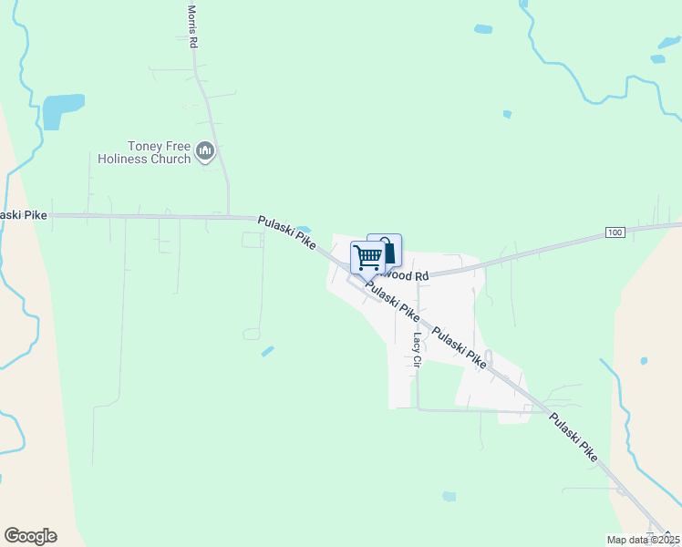 map of restaurants, bars, coffee shops, grocery stores, and more near 9930 Pulaski Pike in Toney