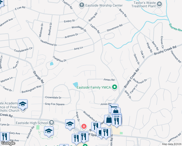 map of restaurants, bars, coffee shops, grocery stores, and more near 200 Belgray Court in Taylors