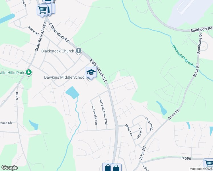 map of restaurants, bars, coffee shops, grocery stores, and more near 1500a East Blackstock Road in Moore