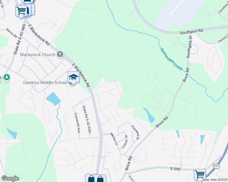 map of restaurants, bars, coffee shops, grocery stores, and more near 1500a East Blackstock Road in Moore