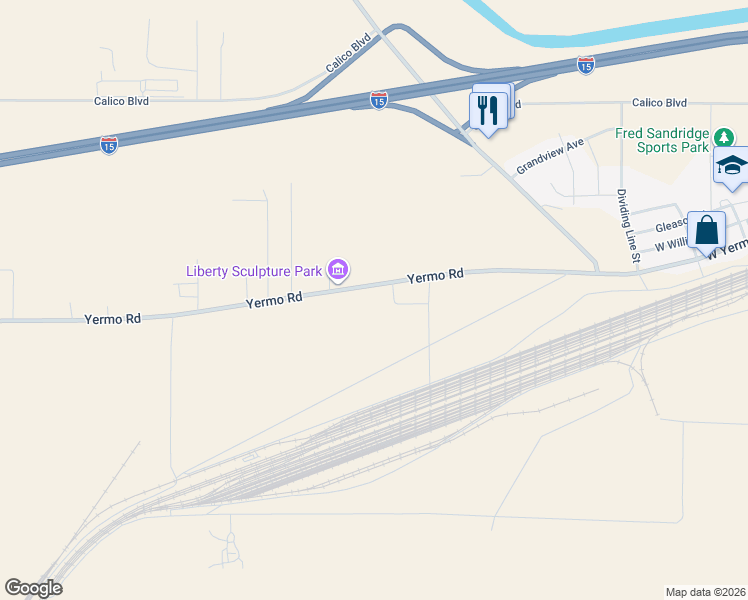 map of restaurants, bars, coffee shops, grocery stores, and more near 37613 Yermo Road in Yermo