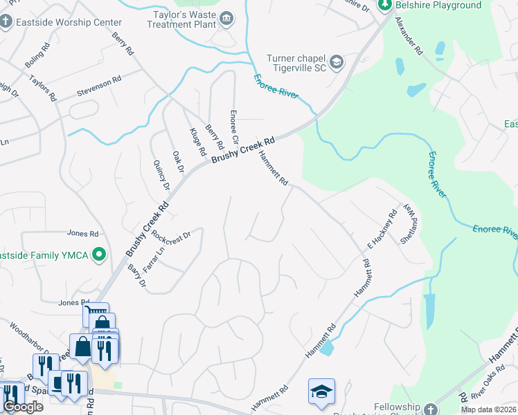 map of restaurants, bars, coffee shops, grocery stores, and more near 36 Riley Hill Court in Greer