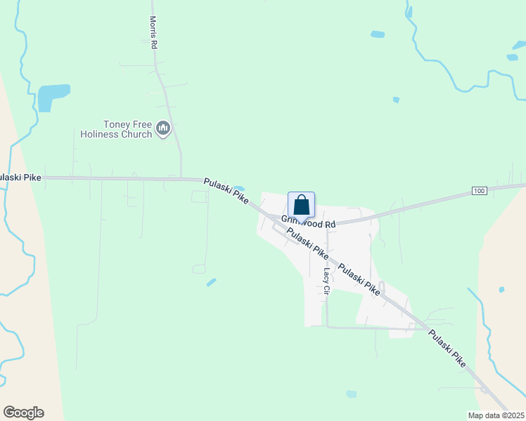 map of restaurants, bars, coffee shops, grocery stores, and more near 9930 Pulaski Pike in Toney