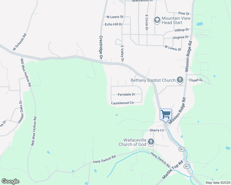 map of restaurants, bars, coffee shops, grocery stores, and more near 153 Ferndale Drive in Rossville