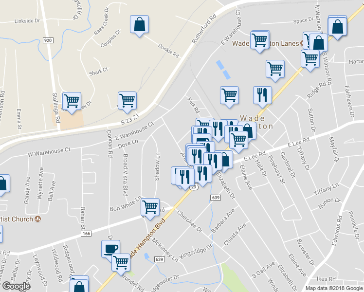 map of restaurants, bars, coffee shops, grocery stores, and more near 102 Artillery Road in Taylors