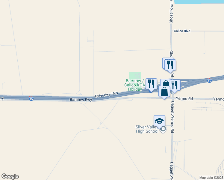 map of restaurants, bars, coffee shops, grocery stores, and more near 35113 Outer Highway 15 North in Yermo