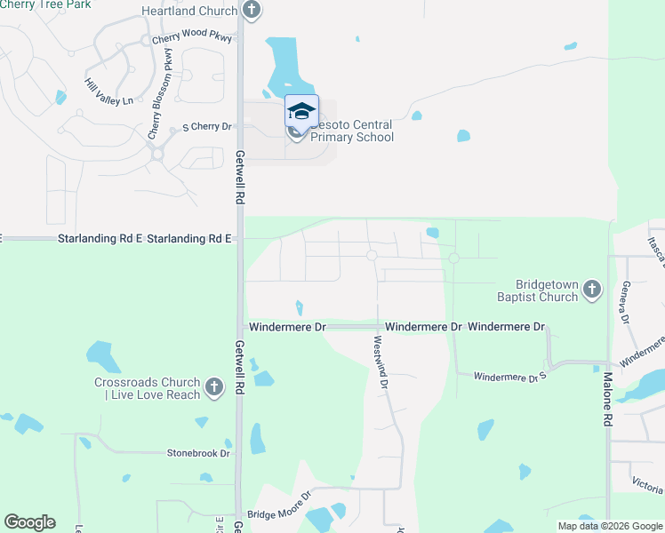 map of restaurants, bars, coffee shops, grocery stores, and more near 3260 Windermere Drive in DeSoto County