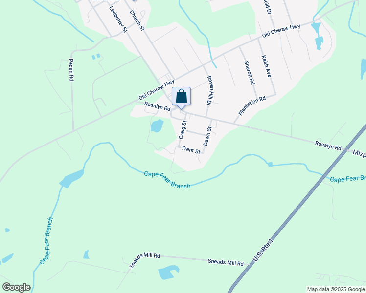 map of restaurants, bars, coffee shops, grocery stores, and more near 124 Trent Street in Rockingham