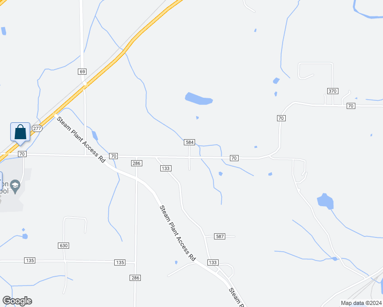 map of restaurants, bars, coffee shops, grocery stores, and more near 100 County Road 584 in Stevenson
