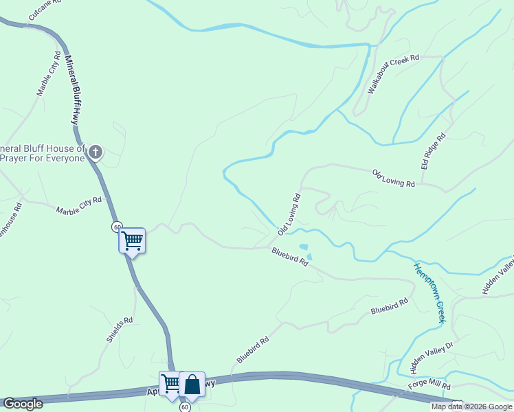 map of restaurants, bars, coffee shops, grocery stores, and more near 174 Lost Valley Lane in Morganton
