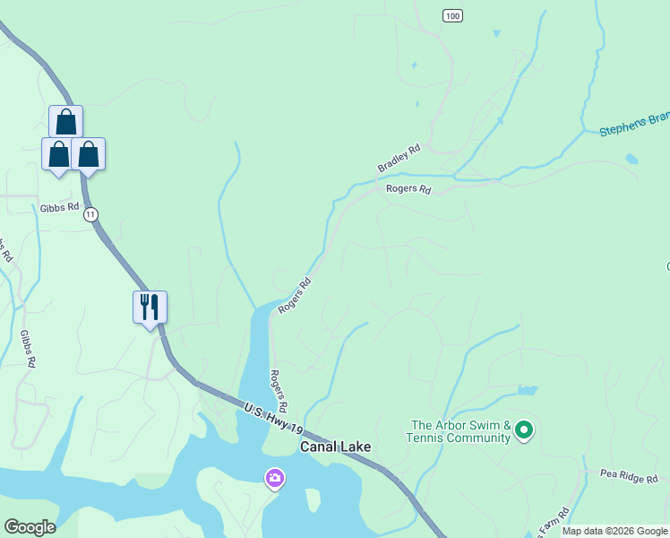 map of restaurants, bars, coffee shops, grocery stores, and more near 1815 Deerwood Lane in Blairsville