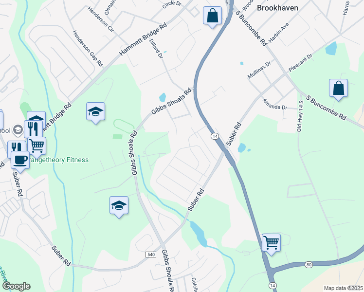 map of restaurants, bars, coffee shops, grocery stores, and more near 427 Yellow Fox Road in Greer