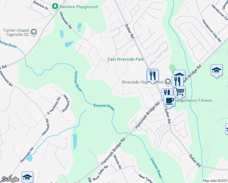 map of restaurants, bars, coffee shops, grocery stores, and more near 509 Riello Drive in Greer
