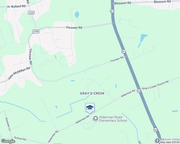 map of restaurants, bars, coffee shops, grocery stores, and more near 3548 Thrower Road in Hope Mills