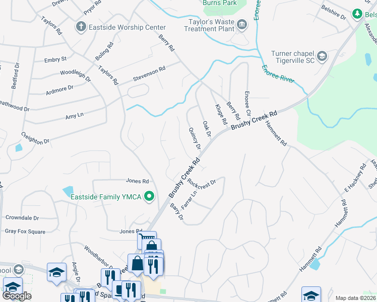 map of restaurants, bars, coffee shops, grocery stores, and more near 4 Chosen Court in Greer