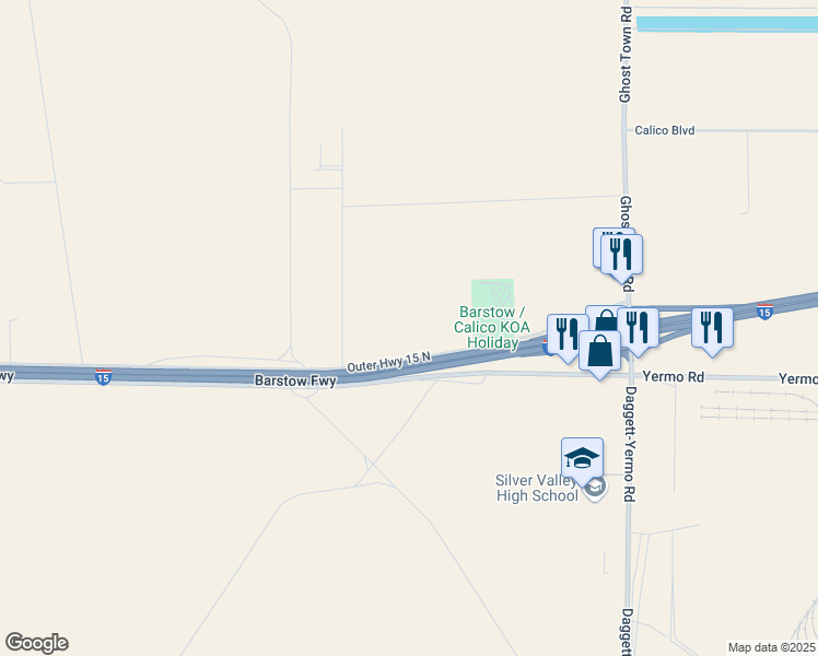 map of restaurants, bars, coffee shops, grocery stores, and more near 35113 Outer Highway 15 North in Yermo