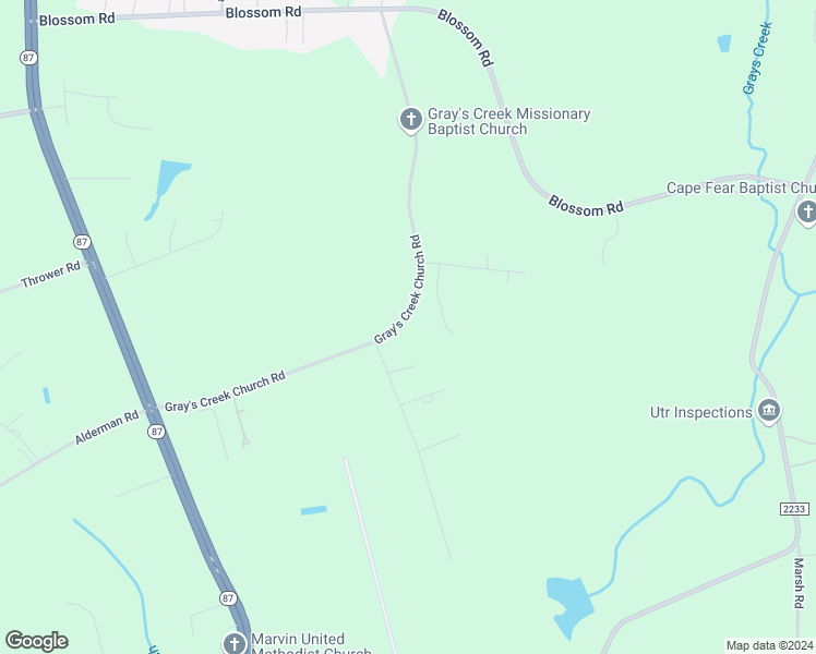 map of restaurants, bars, coffee shops, grocery stores, and more near 4975 Gray's Creek Church Road in Hope Mills