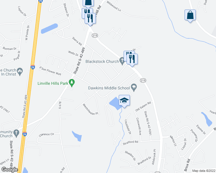 map of restaurants, bars, coffee shops, grocery stores, and more near 300 Old Farm Road in Moore