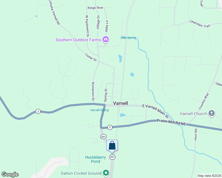 map of restaurants, bars, coffee shops, grocery stores, and more near 401 Cedar Street in Dalton