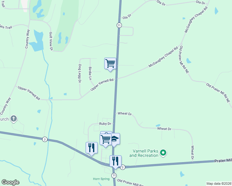 map of restaurants, bars, coffee shops, grocery stores, and more near 4050 Cleveland Highway in Dalton
