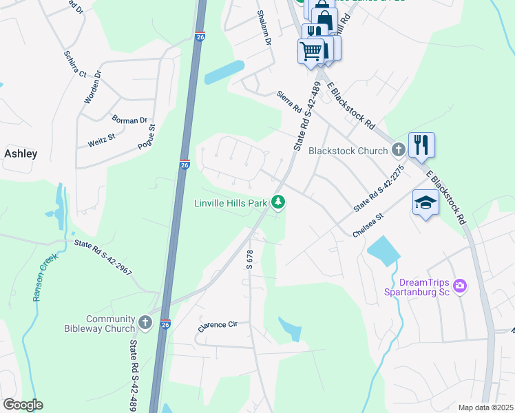map of restaurants, bars, coffee shops, grocery stores, and more near 916 Begonia Terrace in Moore