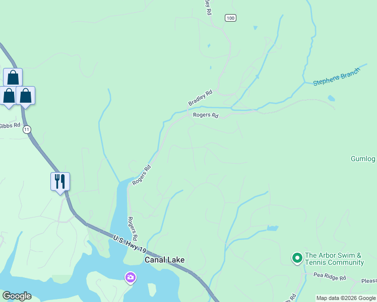 map of restaurants, bars, coffee shops, grocery stores, and more near 174 Pinehurst Road in Blairsville