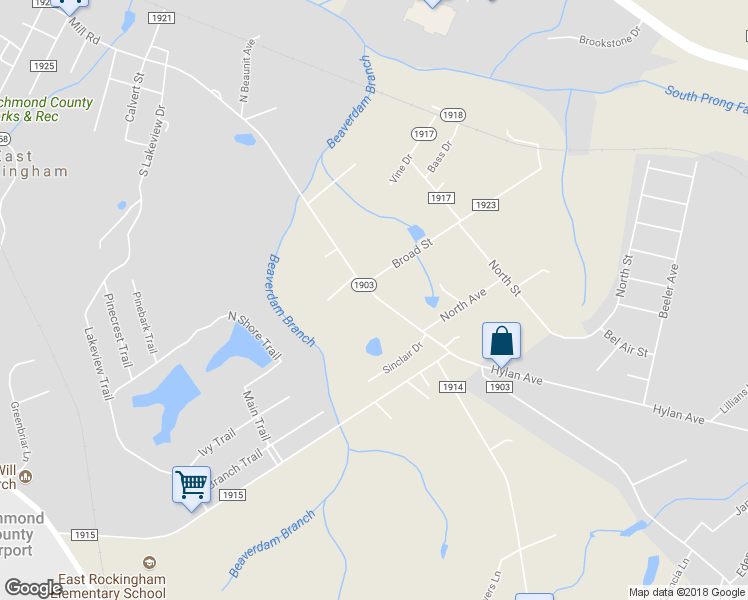 map of restaurants, bars, coffee shops, grocery stores, and more near 726 Mill Road in Hamlet