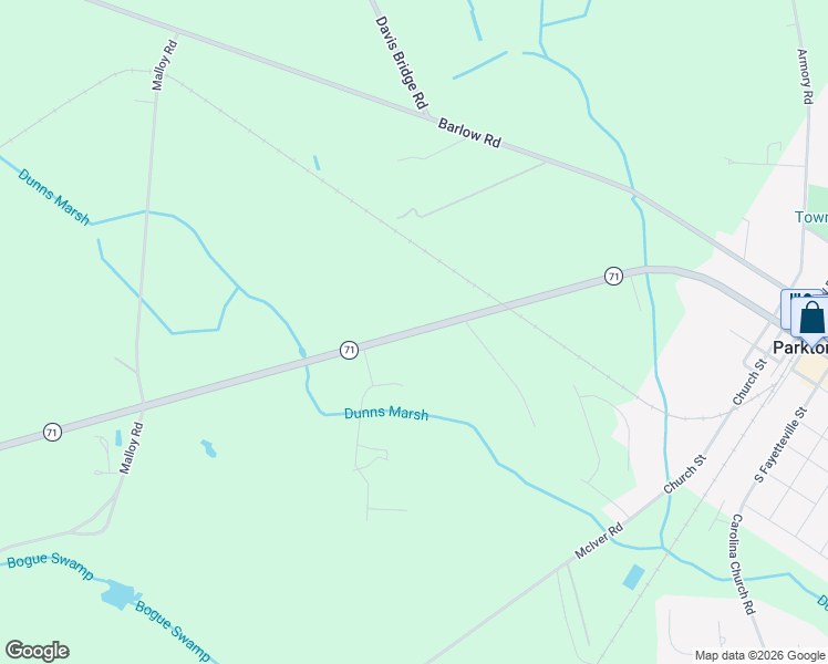 map of restaurants, bars, coffee shops, grocery stores, and more near 22219 North Carolina 71 in Parkton