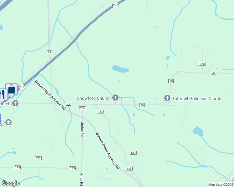 map of restaurants, bars, coffee shops, grocery stores, and more near 100 County Road 584 in Stevenson