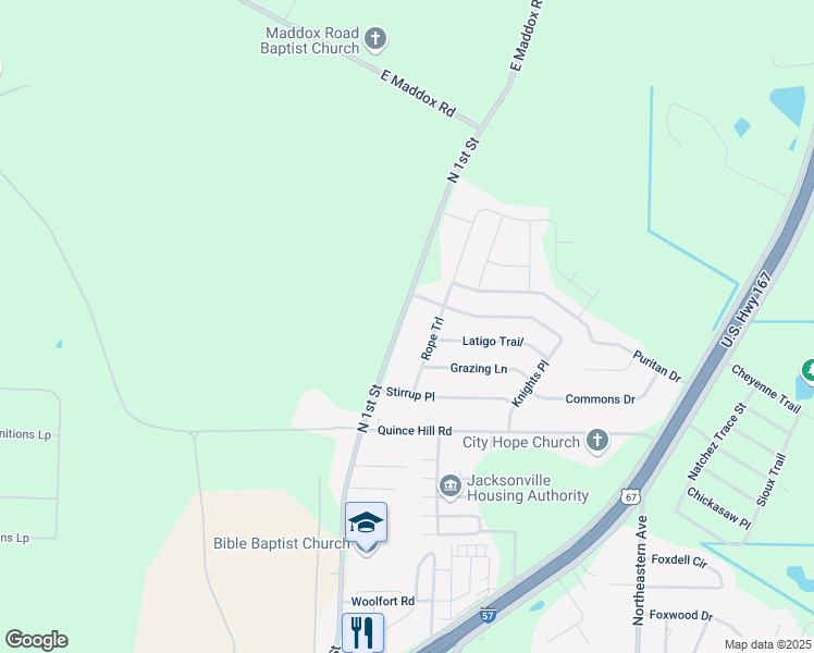 map of restaurants, bars, coffee shops, grocery stores, and more near 4001 North 1st Street in Jacksonville