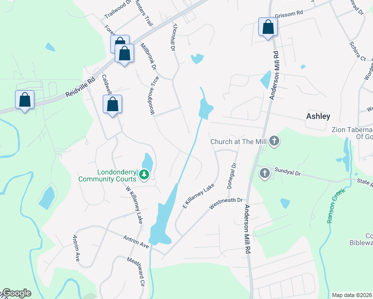 map of restaurants, bars, coffee shops, grocery stores, and more near 403 Woodgrove Trce in Spartanburg