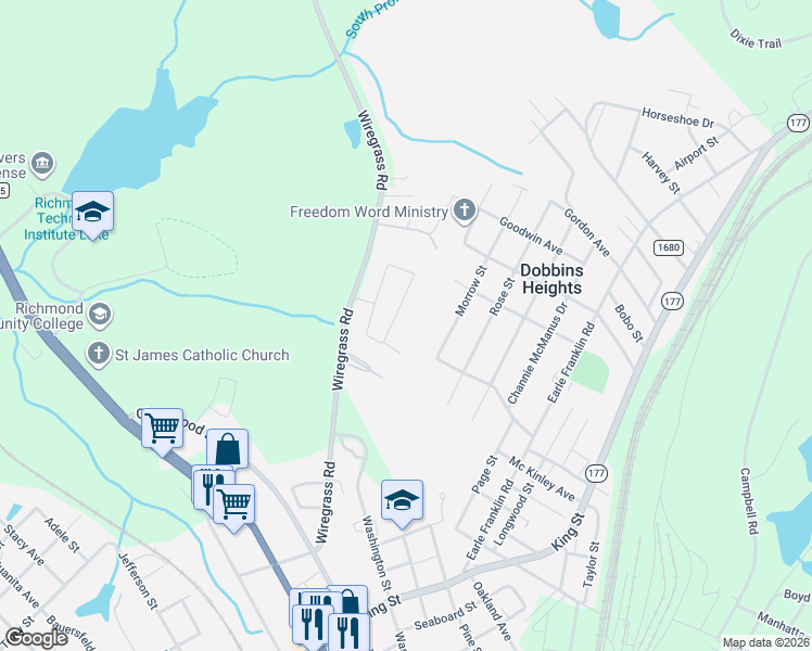 map of restaurants, bars, coffee shops, grocery stores, and more near 150 Morgan Circle in Hamlet