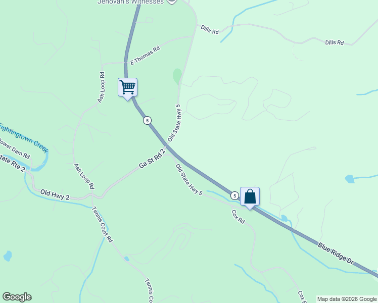 map of restaurants, bars, coffee shops, grocery stores, and more near 244 Highway 2 in Blue Ridge