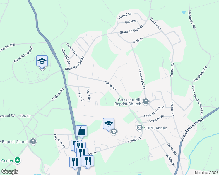 map of restaurants, bars, coffee shops, grocery stores, and more near 575 Edens Rd in Pickens