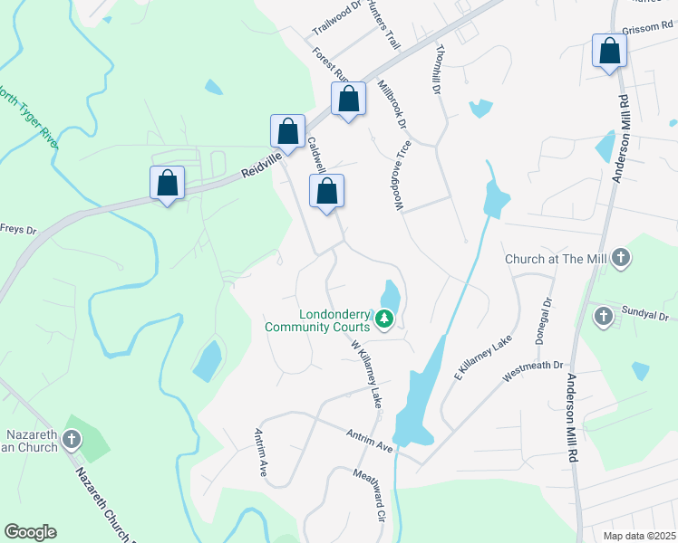 map of restaurants, bars, coffee shops, grocery stores, and more near 284 West Killarney Lake in Moore