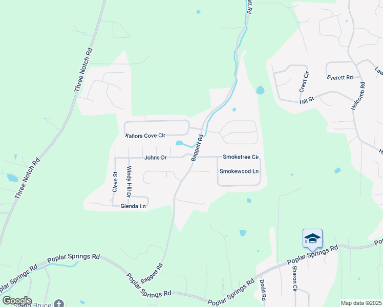 map of restaurants, bars, coffee shops, grocery stores, and more near 86 Johns Drive in Ringgold