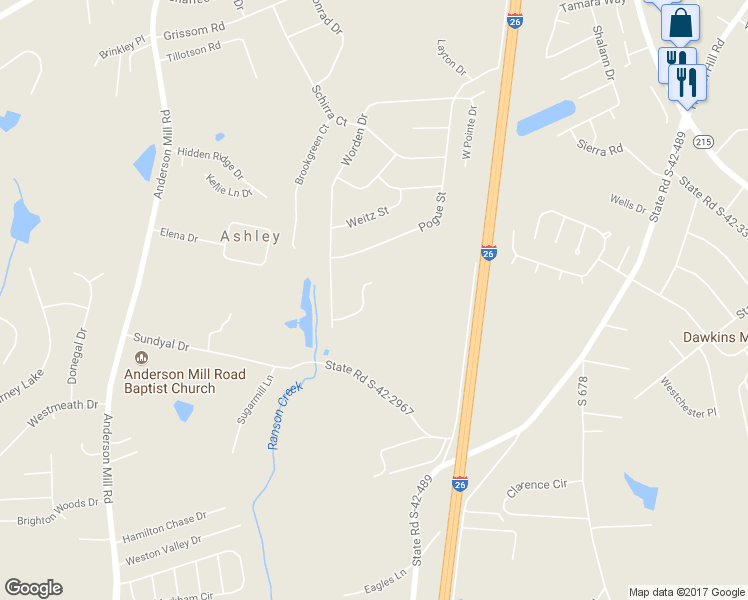 map of restaurants, bars, coffee shops, grocery stores, and more near 4019 Pebblebrook Court in Spartanburg