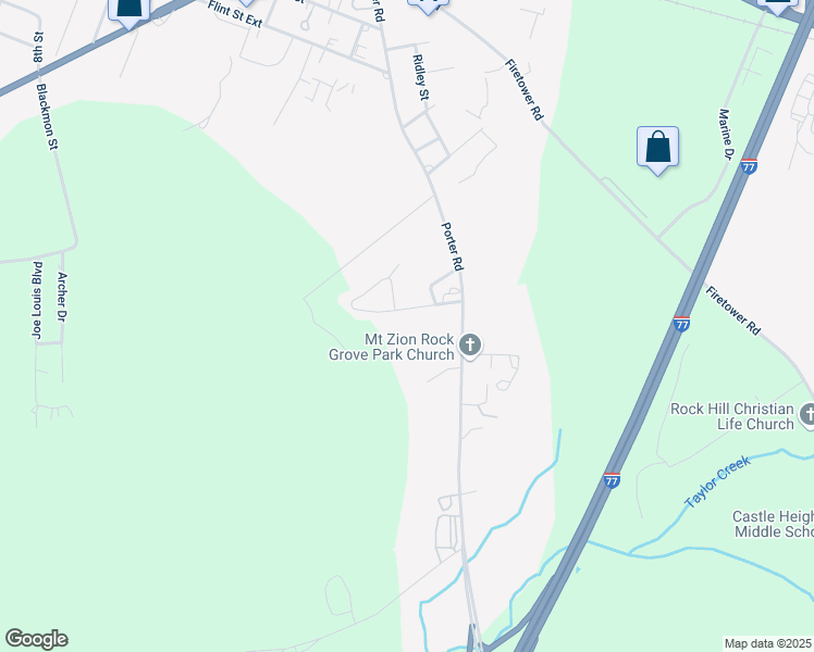 map of restaurants, bars, coffee shops, grocery stores, and more near 581 Castlewood Circle in Rock Hill