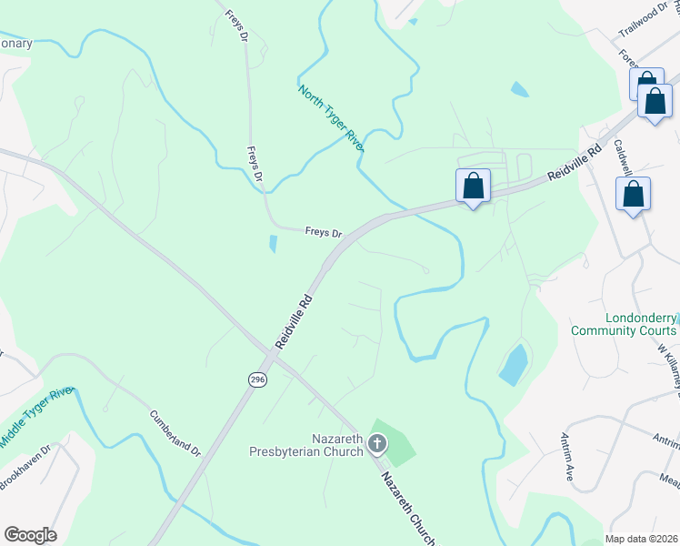 map of restaurants, bars, coffee shops, grocery stores, and more near 3675 Reidville Road in Spartanburg