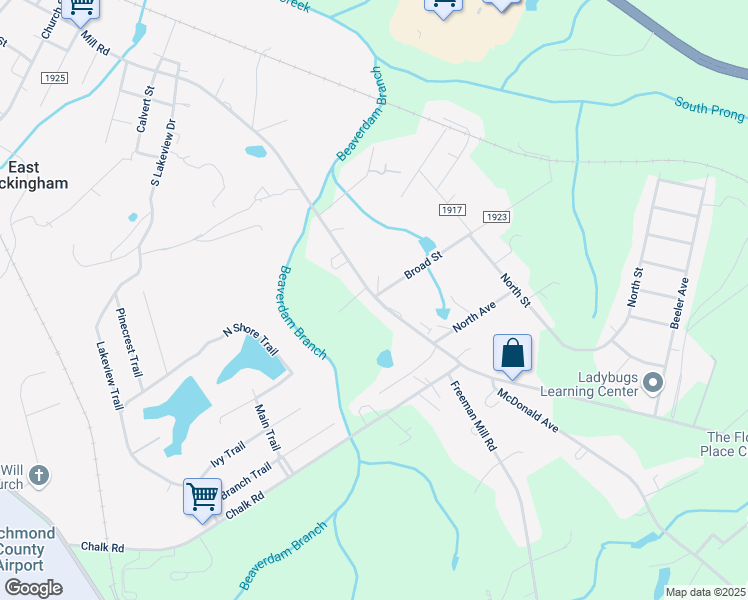 map of restaurants, bars, coffee shops, grocery stores, and more near 726 Mill Road in Hamlet