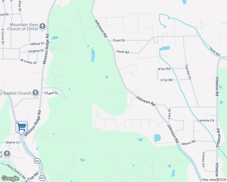 map of restaurants, bars, coffee shops, grocery stores, and more near 1208 Johnson Road in Chickamauga