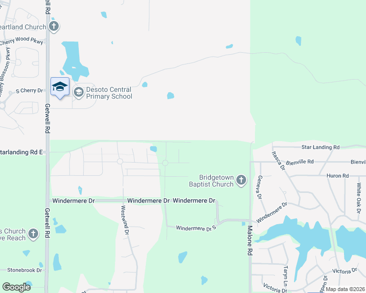 map of restaurants, bars, coffee shops, grocery stores, and more near Eastwind Cove in DeSoto County