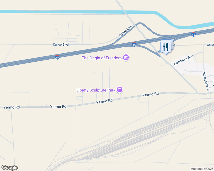map of restaurants, bars, coffee shops, grocery stores, and more near 35798 Frontier Avenue in Yermo
